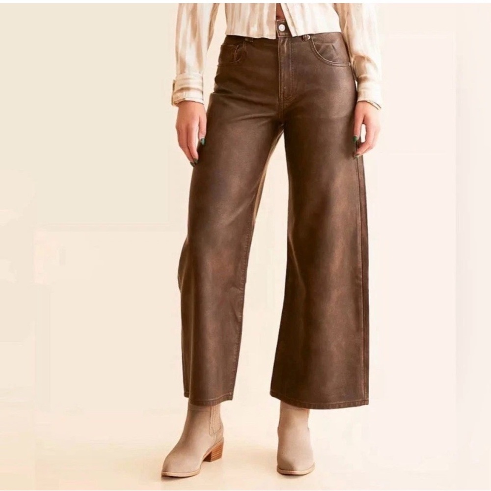 Free People Misha faux leather wide leg cropped Pants